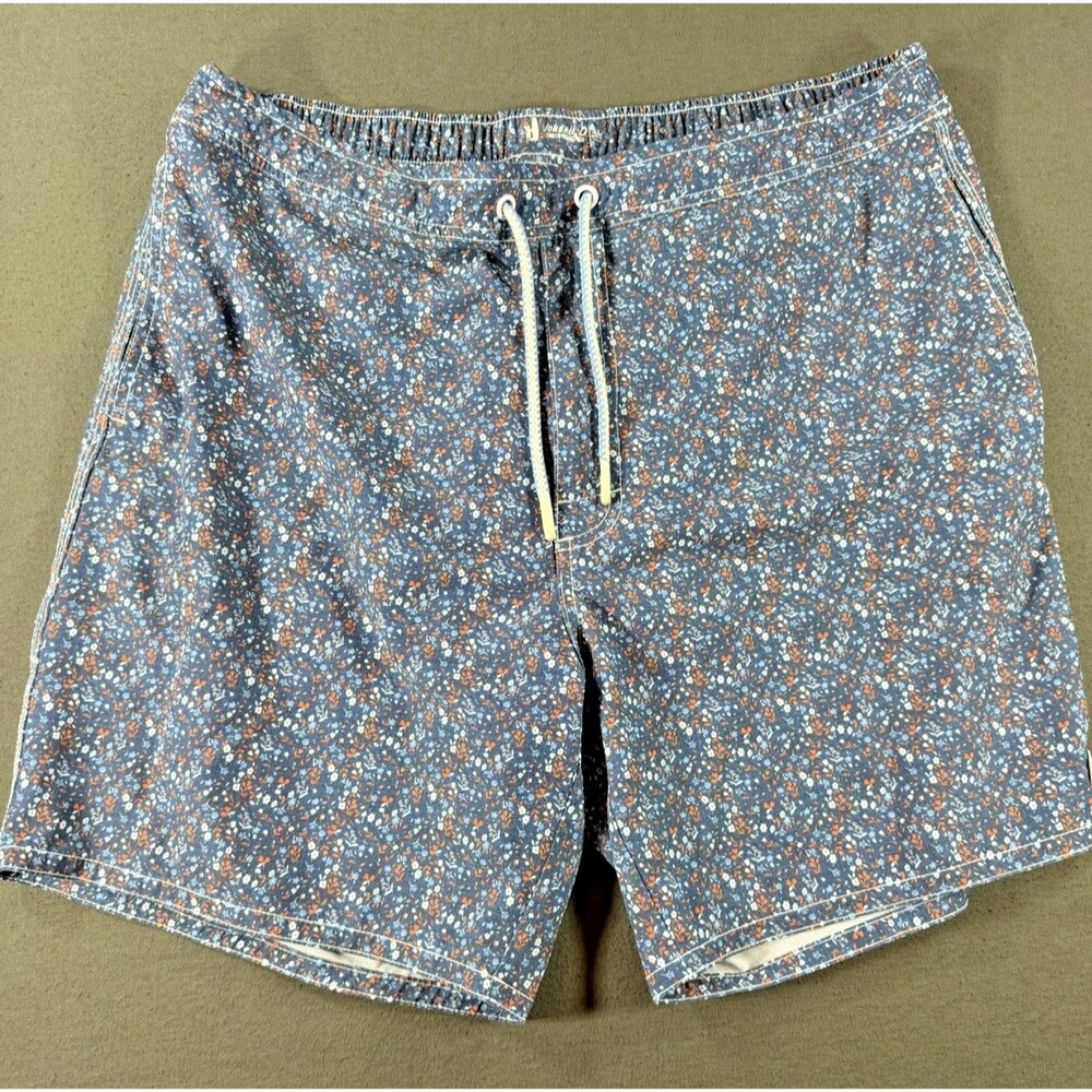 Johnnie-O Swim Trunks Mens XL Lake Blue Dorado Floral Board Shorts Beach Unlined